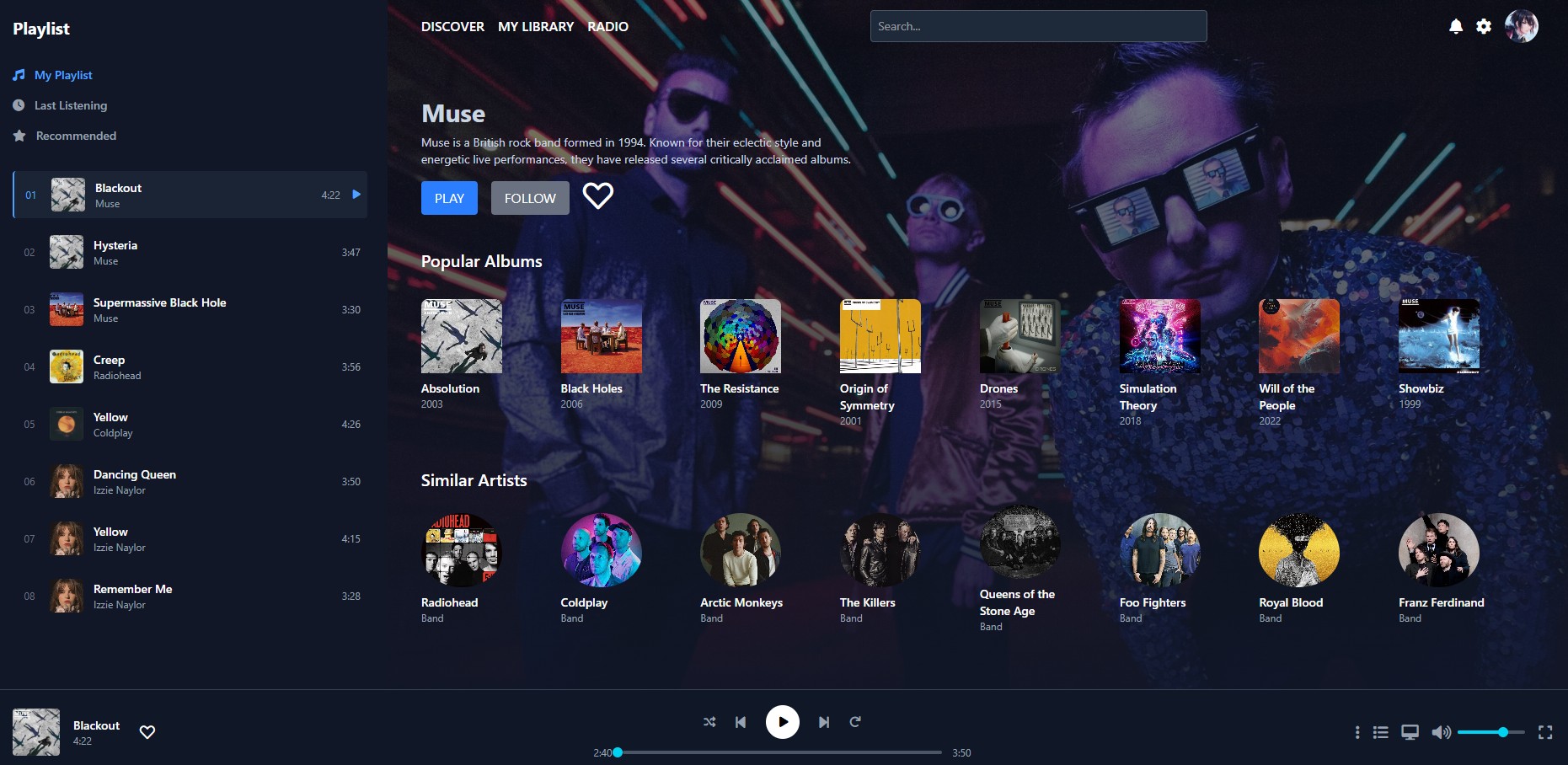 My Music App Player - Player de música inspirado no Spotify e Deezer para relaxamento
