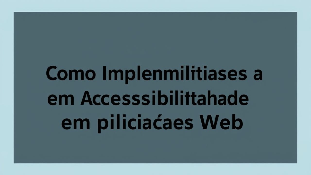 Como Implementar a Acessibilidade em Aplicações Web: Diretrizes e Práticas