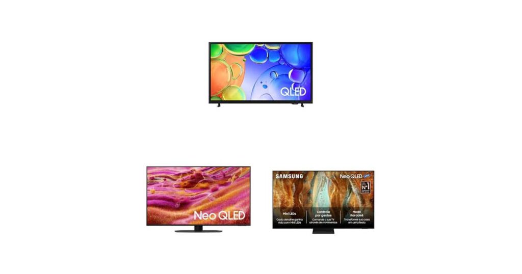TV QLED Samsung para devs: Q5F vs QN90F vs QN70F qual compensa